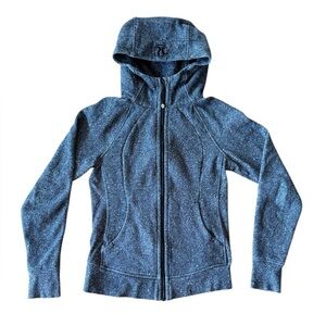Lululemon Size 4 Scuba Hoodie Full Zip Cotton Fleece Splatter White Black